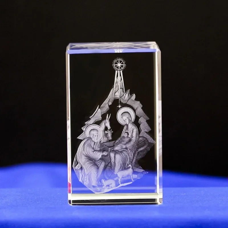 Cubo de Cristal 3D Religioso - Jesus / Virgem Maria