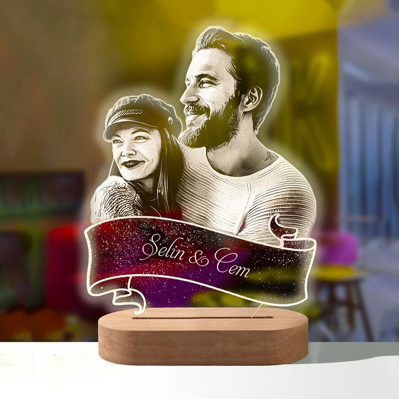 Lâmpada de luz 3d com foto personalizada