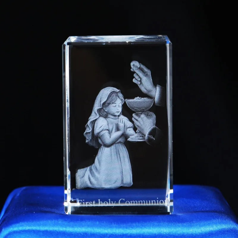 Cubo de Cristal 3D Religioso - Jesus / Virgem Maria