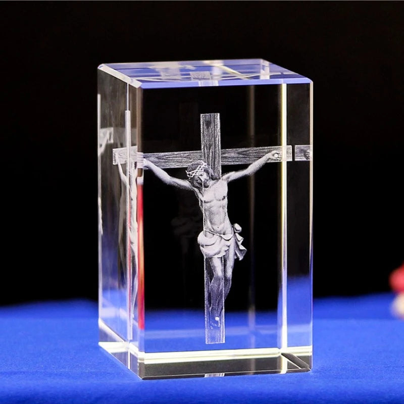 Cubo de Cristal 3D Religioso - Jesus / Virgem Maria