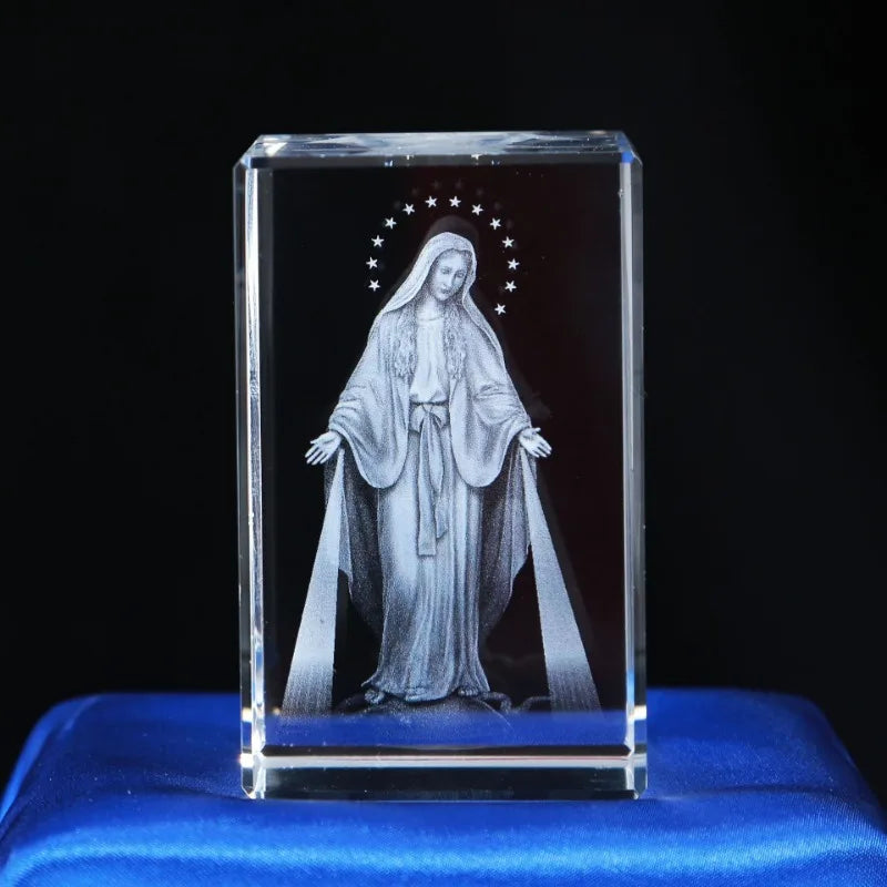 Cubo de Cristal 3D Religioso - Jesus / Virgem Maria