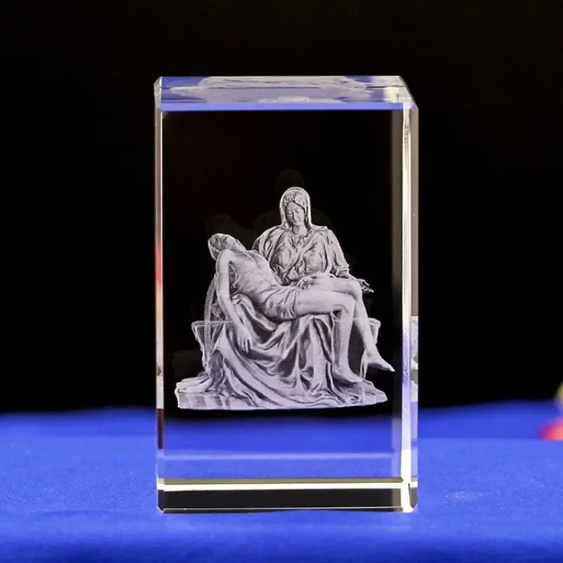 Cubo de Cristal 3D Religioso - Jesus / Virgem Maria