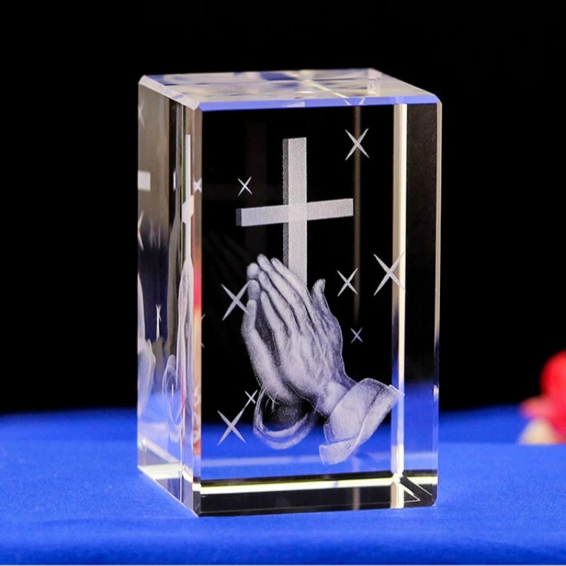 Cubo de Cristal 3D Religioso - Jesus / Virgem Maria