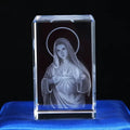 Cubo de Cristal 3D Religioso - Jesus / Virgem Maria