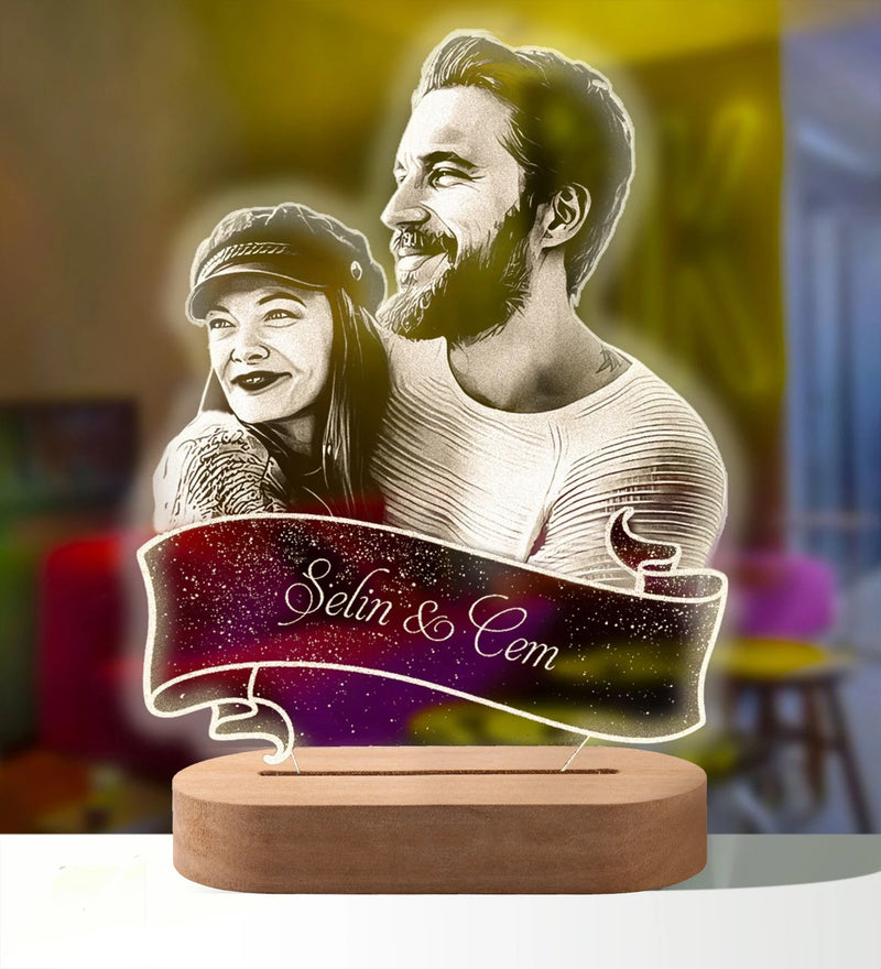 Lâmpada de luz 3d com foto personalizada