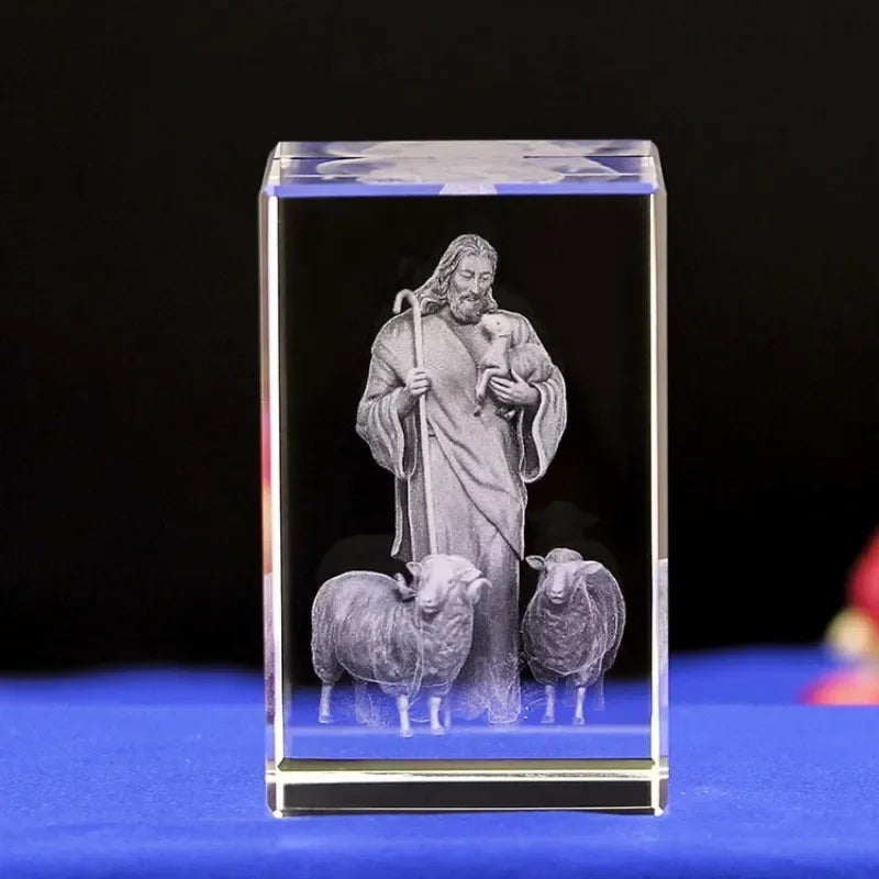 Cubo de Cristal 3D Religioso - Jesus / Virgem Maria